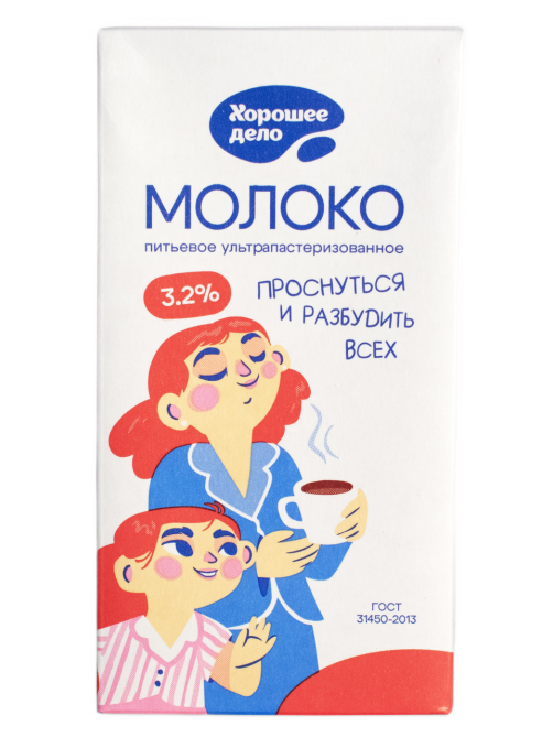 Молоко Хорошее дело ультрапастеризованное 3.2%, 950мл