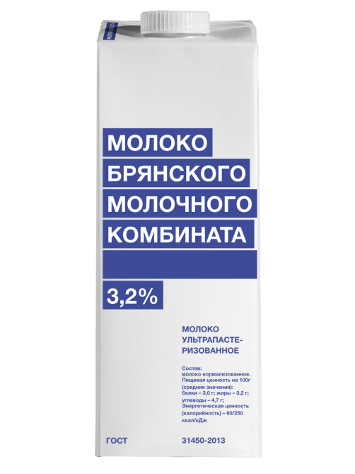Молоко Брянский молочный комбинат ультрапастеризованное 3.2%, 975мл