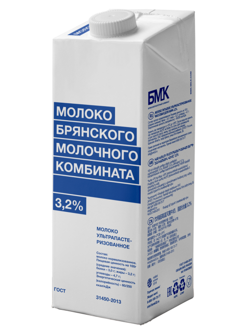 Молоко Брянский молочный комбинат ультрапастеризованное 3.2%, 975мл
