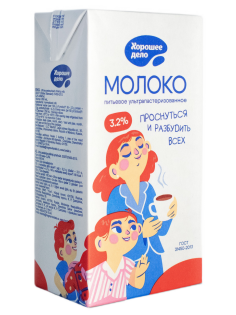 Молоко Хорошее дело ультрапастеризованное 3.2%, 950мл