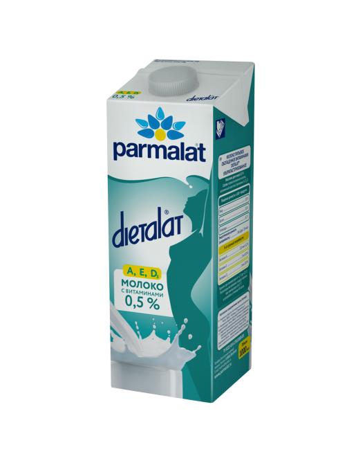 Молоко Parmalat Диеталат ультрапастеризованное 0.5%, 1л x 12 шт