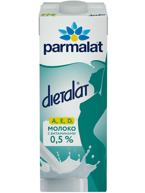 Молоко Parmalat Диеталат ультрапастеризованное 0.5%, 1л x 12 шт