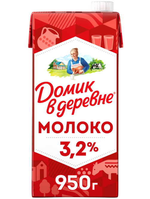 Молоко Домик в деревне ультрапастеризованное 3.2%, 950г