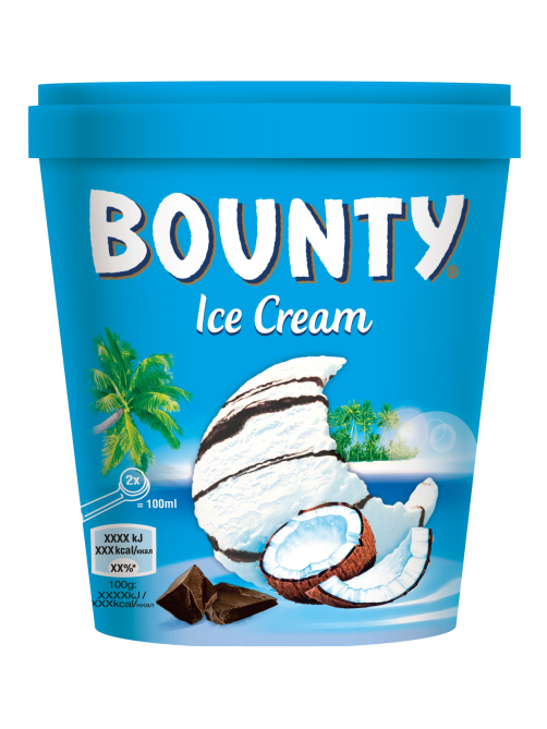 Мороженое молочное Bounty с кокосовым молоком, мякотью кокоса и шоколадом, 272г