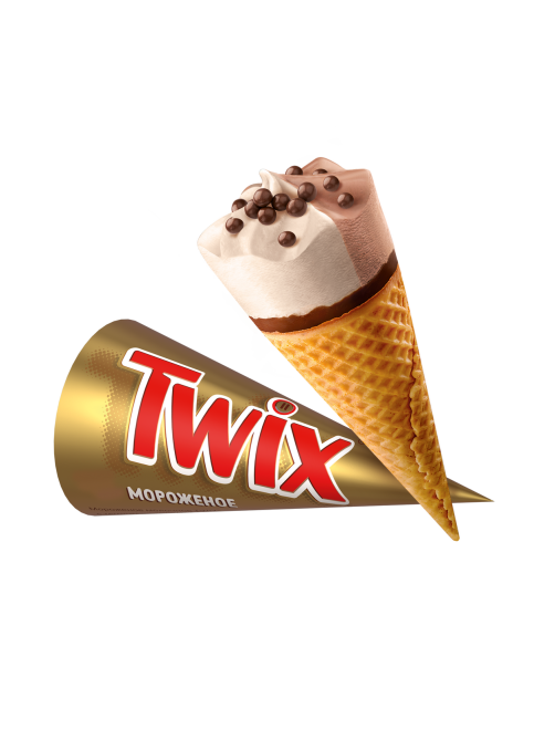 Мороженое молочное Twix Карамель и какао в вафельном рожке 5%, 68г