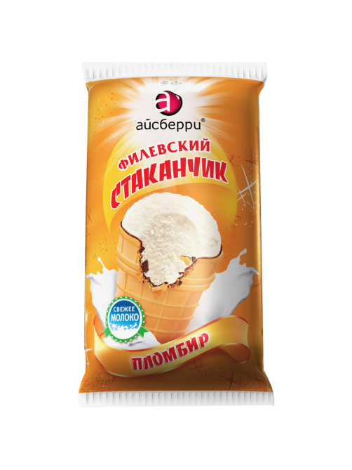Мороженое пломбир Филевское Ванильное в вафельном стаканчике, 100г