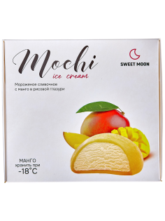 Мороженое сливочное Sweet Moon Mochi Ice Cream в рисовой глазури с манго (35г х 8шт), 300г