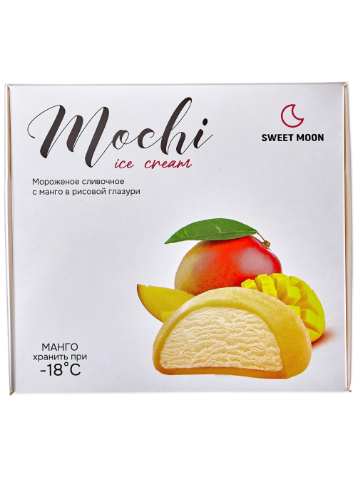 Мороженое сливочное Sweet Moon Mochi Ice Cream в рисовой глазури с манго (35г х 8шт), 300г