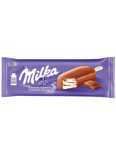 Мороженое сливочное Milka Ванильное с шоколадным соусом эскимо, 62г