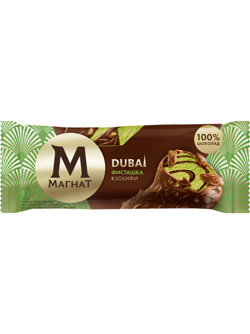 Мороженое эскимо Магнат Dubai фисташка-катаифи в шоколаде, 63г