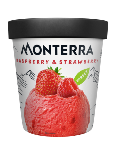 Десерт взбитый замороженный сорбет Monterra Малина и клубника, 306г