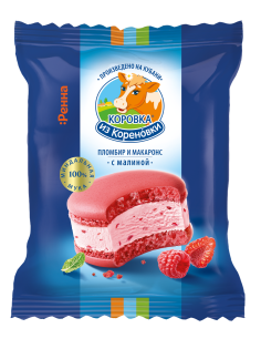 Мороженое пломбир Коровка из Кореновки Макаронс малиновое, 70г