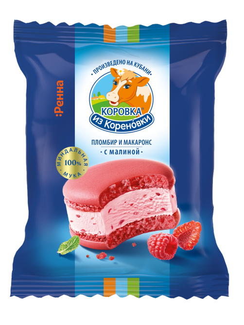 Мороженое пломбир Коровка из Кореновки Макаронс малиновое, 70г