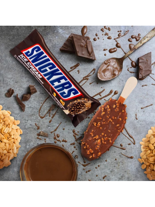 Мороженое молочное Snickers с карамелью и арахисом эскимо, 65г