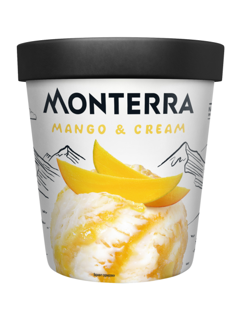 Мороженое пломбир Monterra Манго и сливки, 281г