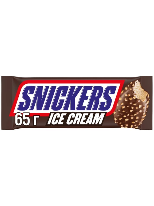 Мороженое молочное Snickers с карамелью и арахисом эскимо, 65г