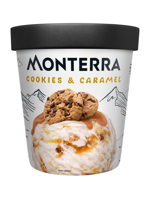Мороженое пломбир Monterra Печенье и карамель, 298г