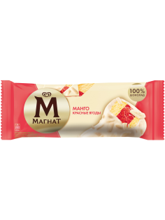 Мороженое сливочное Магнат Манго и красные ягоды в белом шоколаде эскимо, 67г