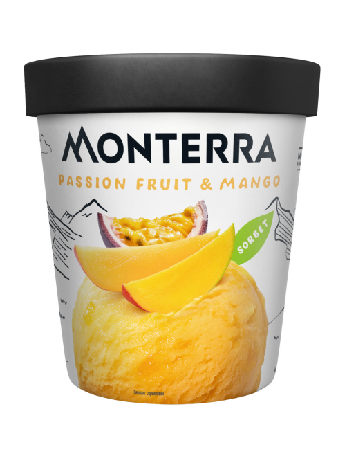Десерт взбитый замороженный сорбет Monterra Манго и маракуйя, 300г
