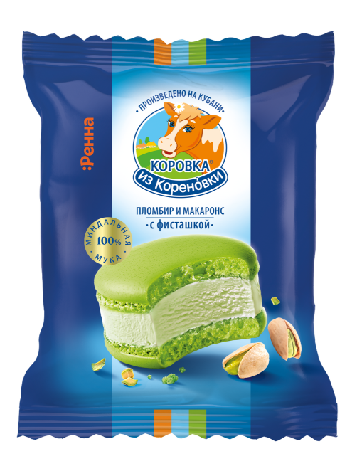 Мороженое пломбир Коровка из Кореновки Макаронс фисташковое, 70г