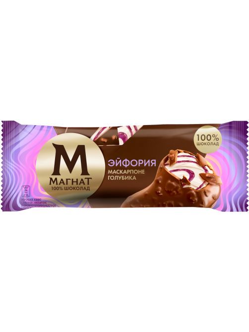 Мороженое сливочное Магнат эскимо Эйфория маскарпоне и голубика, 65г