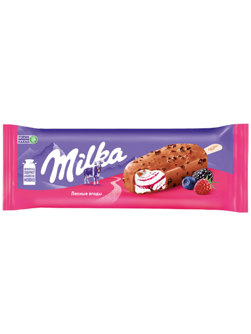 Мороженое сливочное Milka Лесные ягоды эскимо, 64г