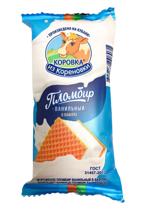 Мороженое пломбир Коровка из Кореновки Ванильное на вафлях, 70г