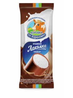 Мороженое пломбир Коровка из Кореновки Кубанская лакомка Ванильное в шоколадной глазури трубочка, 90г