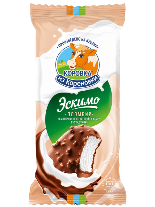 Мороженое пломбир Коровка из Кореновки эскимо фундук, 60г