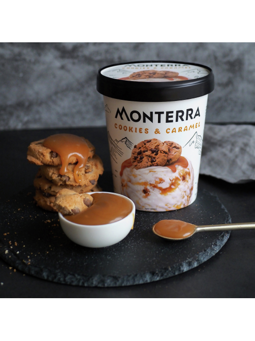 Мороженое пломбир Monterra Печенье и карамель, 298г