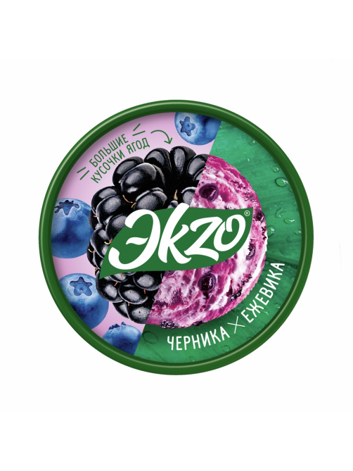 Мороженое молочное Ekzo Черника и ежевика с большими кусочками ягод, 520г