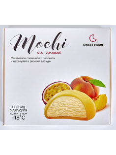 Мороженое сливочное Sweet Moon Mochi Ice Cream в рисовой глазури с персиком и маракуйей (35г х 8шт), 300г