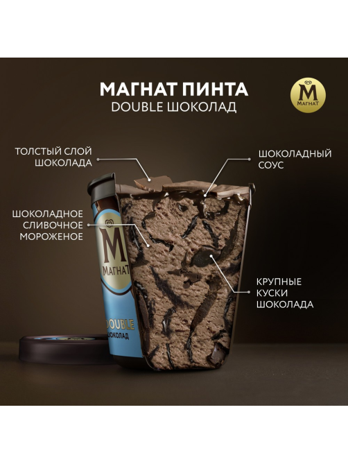 Мороженое сливочное Магнат Double Шоколадное, 310г