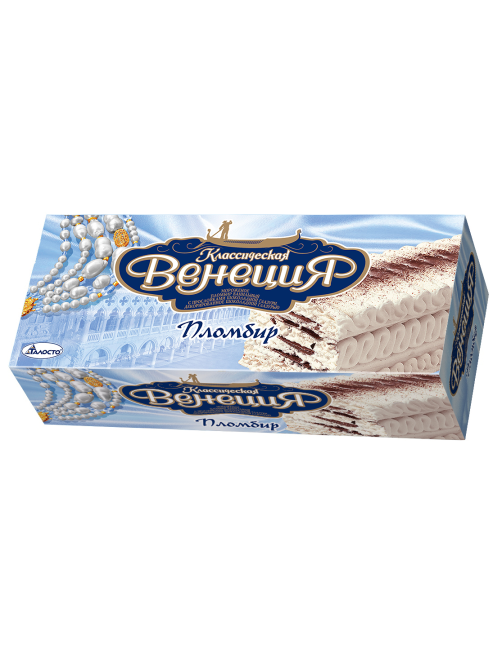 Мороженое пломбир Талосто Классическая Венеция Ванильное с прослойками шоколадной глазури, 450г