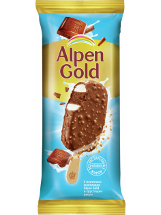 Мороженое сливочное Alpen Gold с шоколадом и хрустящим рисом эскимо, 58г