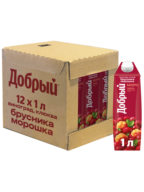 Морс Добрый виноград, клюква, брусника и морошка, 1л