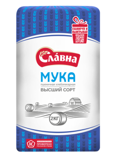 Мука Славна пшеничная хлебопекарная высший сорт, 2кг