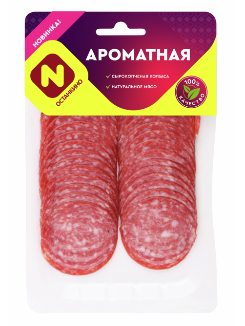 Колбаса Останкино Ароматная сырокопченая нарезка, 100г