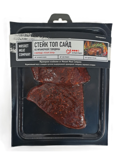 Стейк из говядины Myasoet Meat Company Топ Сайд в маринаде 4 перца охлажденный, 400г