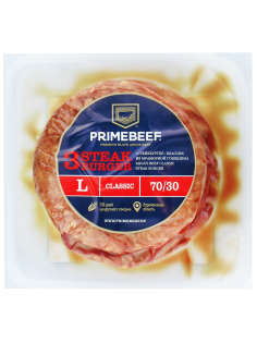 Котлета Primebeef говяжья для гамбургера охлажденная 70/30 3шт, 390г