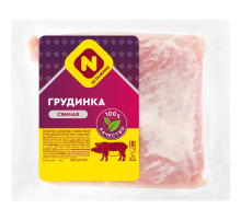 Грудинка свиная Останкино без кости крупный кусок охлажденная, ~900г