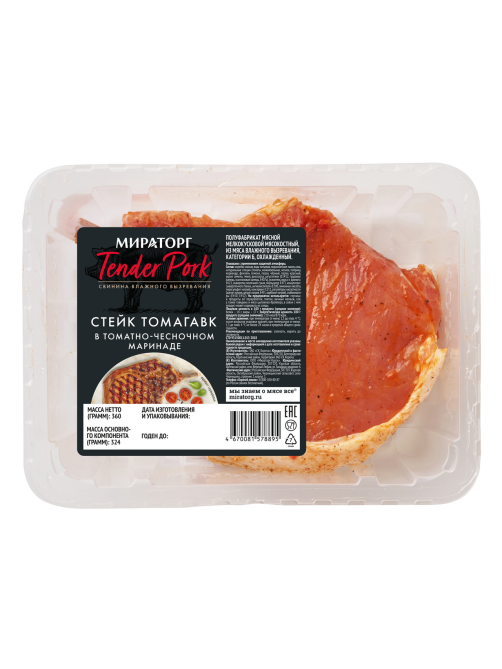 Стейк Мираторг Томагавк Tender pork в томатно-чесночном маринаде охлажденный, 360г