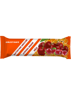 Батончик-мюсли Must Have с клюквой вишней и медом, 25г