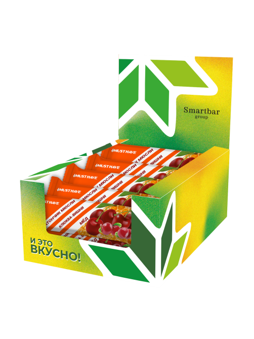 Батончик-мюсли Must Have с клюквой вишней и медом, 25г