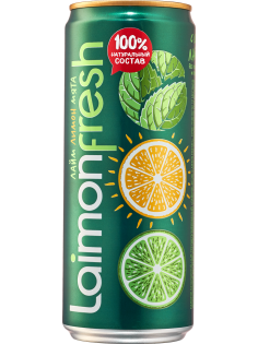 Напиток Laimon Fresh лайм, лимон и мята газированный, 330мл