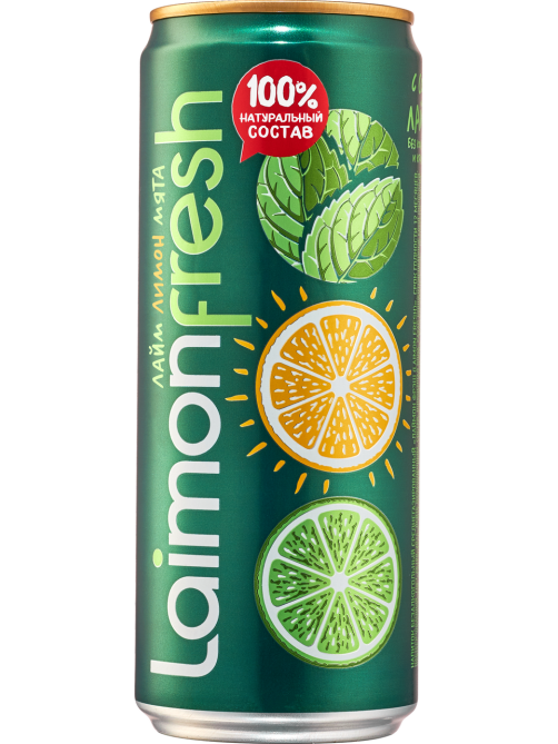 Напиток Laimon Fresh лайм, лимон и мята газированный, 330мл