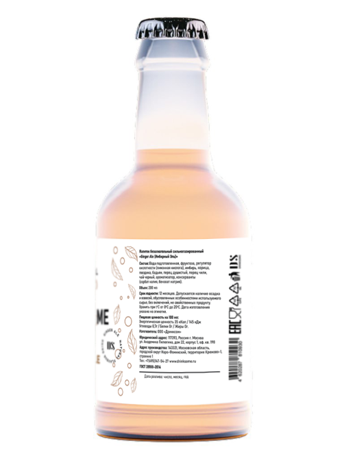 Напиток Drinksome Имбирный эль газированный, 200мл
