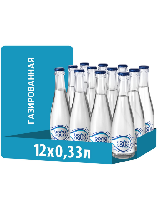 Вода BonaAqua питьевая газированная стекло, 330мл