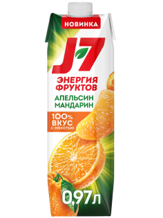 Нектар J7 Энергия Фруктов апельсин и мандарин с мякотью, 970мл