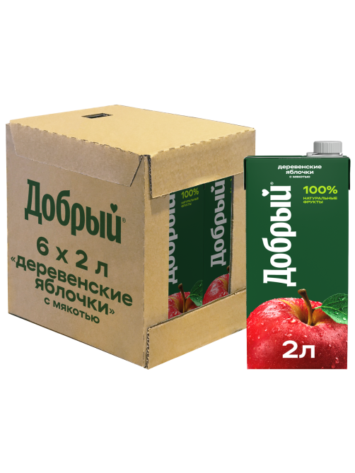 Нектар Добрый Деревенские яблочки с мякотью, 2л